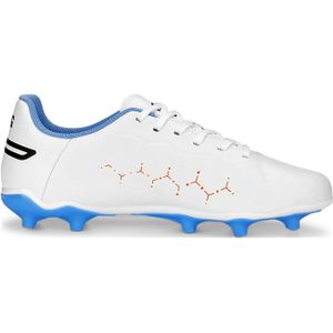 Puma King Match FG/AG Fußballschuhe Kinder 01 - PUMA white/PUMA black/blue glimmer 38.5 für Kinder, weiß, Gr. 38 EU