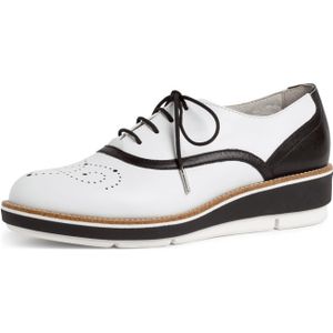Tamaris 1-1-23752-24/159 WHT./BLK. LEA. Sportliche Schnürer  FS 2020 für Damen, weiß, Gr. 40 EU