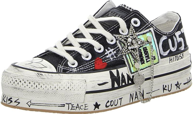Nan-Ku Damen Plateau Sneaker für Damen, schwarz, Gr. 40 EU