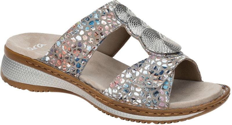 ara Hawaii Pantolette grau bunt gepunktet 12-29004 für Damen, grau, Gr. 42 EU