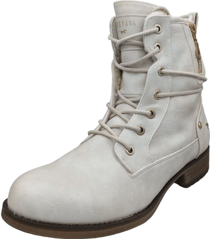 Mustang Schnürstiefeletten für Damen, weiß, Gr. 41 EU