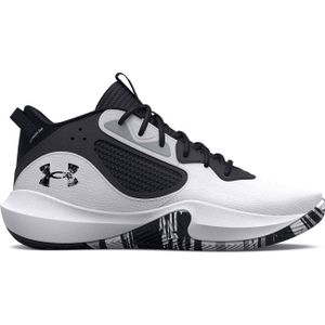Under Armour Lockdown 6 Basketballschuhe 001 - black/white/white 47 für Herren, weiß, Gr. 44 EU