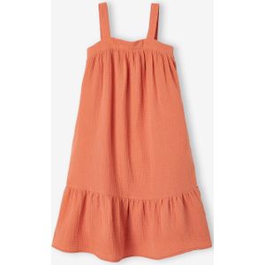 Lange jurk van katoengaas oranje