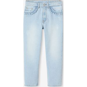 Rechte jeans MorphologiK meisjes heupomvang Large gebleekt denim