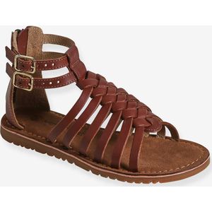 Leren hoge kindersandalen bruin