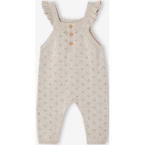 Tuinbroek van tricot baby's met schouderbandje en ruches gem�leerd beige