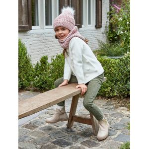 Slim fit MorphologiK voor meisjes in fluweel met iriserende stippen kaki met print