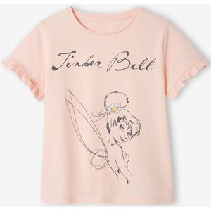 Meisjesshirt met korte mouwen met ruches Disney� Tinkerbell effen lichtroze
