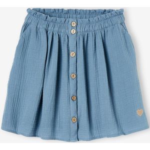 Kleurrijke rok van katoenen gaas voor meisjes grijsblauw