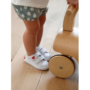 Stoffen tennisschoenen met klittenband voor babymeisjes wit