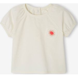 Gehaakt babyshirt met bloemmotief ecru