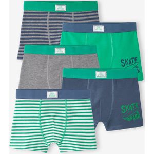 Set met 5 stretch boxers skate jongens groen