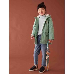 Regenjas voor meisjes met capuchon en sherpa voering korstmos