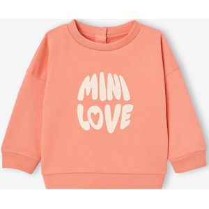 Basics babysweatshirt met drukknopen op de rug koraal