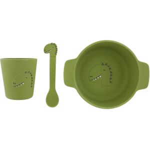 Trixie - Mr. Dino - Siliconen Eetset - Set met Lepel Beker en Kom