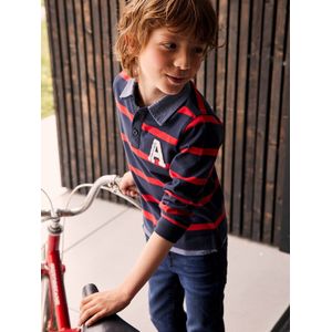 Gestreepte polo jongens effect 2-in-1 rood gestreept