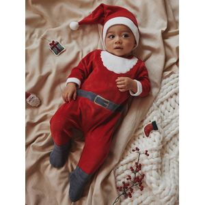 Pyjama Kerstman voor baby's van fluweel rood