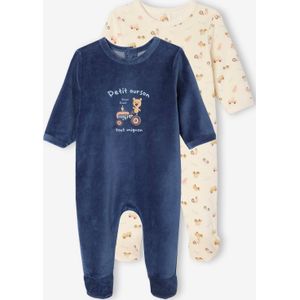 Set van 2 fluwelen slaappakjes brandweer blauw
