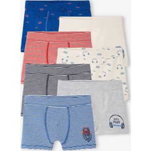 Set met 7 stretch jongensboxers beer van biokatoen koningsblauw