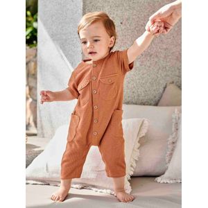 Jumpsuit met honingraatmotief baby roest