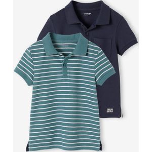 Set van 2 jongens polo's van piqu�e tricot blauwgroen