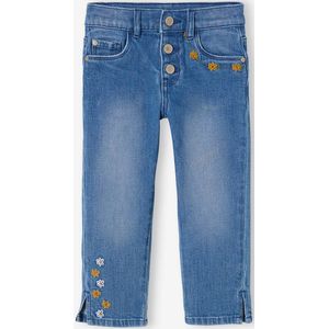 Denim Capri broek met geborduurde bloemen voor meisjes stone