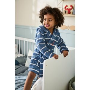 Personaliseerbare gestreepte kinderbadjas met capuchon Oeko-Tex� blauw/wit