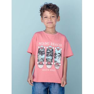 Jongensshirt met fotoprint koraal