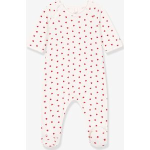 Fluwelen babypyjama hart PETIT BATEAU wit, bedrukt