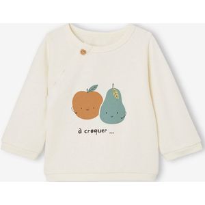 Babysweater fruit met opening voorkant ecru