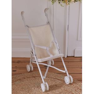 Rieten kinderwagen voor pop wit