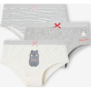 Set met 3 shorts met kattenmotief gem�leerd grijs