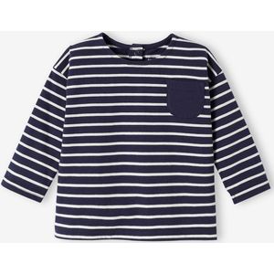 Gestreept T-shirt baby met lange mouwen blauw, gestreept