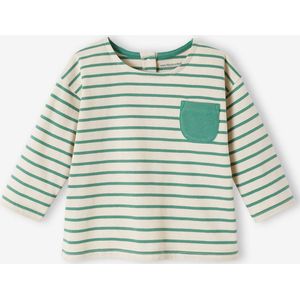 Gestreept T-shirt baby met lange mouwen groen, gestreept