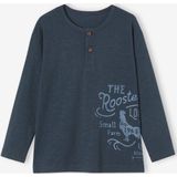 Jongensshirt met Tunesische halslijn marineblauw