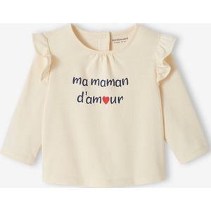 Babyshirt met opschrift van biologisch katoen ecru