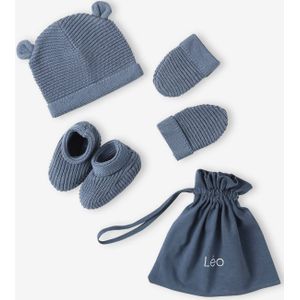 Set babymutsjes, wanten en laarsjes en bijpassend zakje Oeko-Tex� jeansblauw