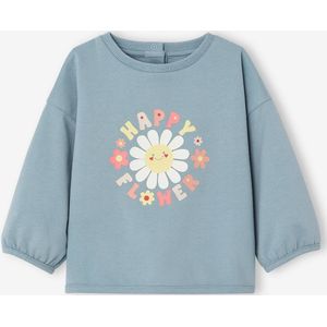 Sweater happy flower baby grijsblauw