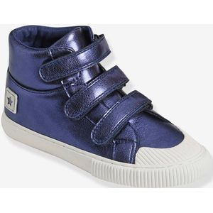 Klittenband halfhoge sneakers meisje metallic blauw