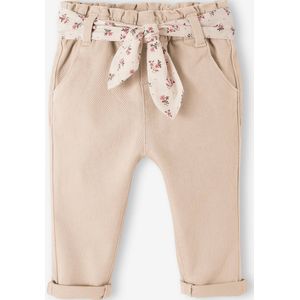 Babybroek met stoffen riem beige