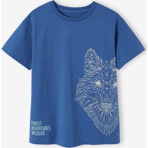 T-shirt met wolfmotief jongens inktblauw