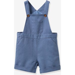 Korte tuinbroek baby in linnen en katoen CYRILLUS grijsblauw