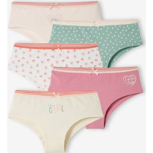 Set met 5 shorties met hartjes voor meisjes set roze en wit