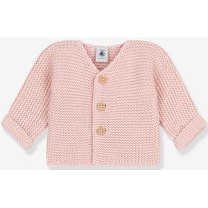 Cardigan baby geribbeld tricot van biologisch katoen PETIT BATEAU rozen