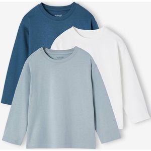 Set van 3 effen T-shirts blauwgroen