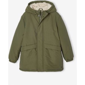 Parka met capuchon en sherpavoering voor jongens zwart
