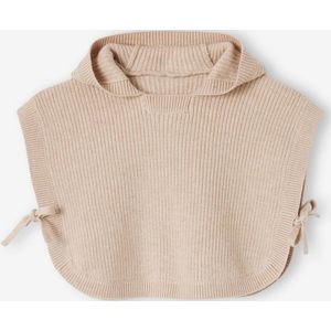 Gebreide cape/trui baby's met capuchon en oortjes gem�leerd beige