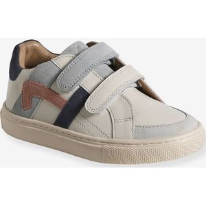 Leren sneakers met klittenband ecru