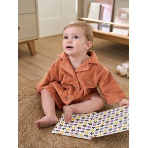 Gepersonaliseerde badjas voor baby's met gerecycled katoenen blouse terracotta