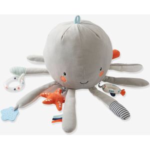 Grote octopusknuffel met accessoires grijs